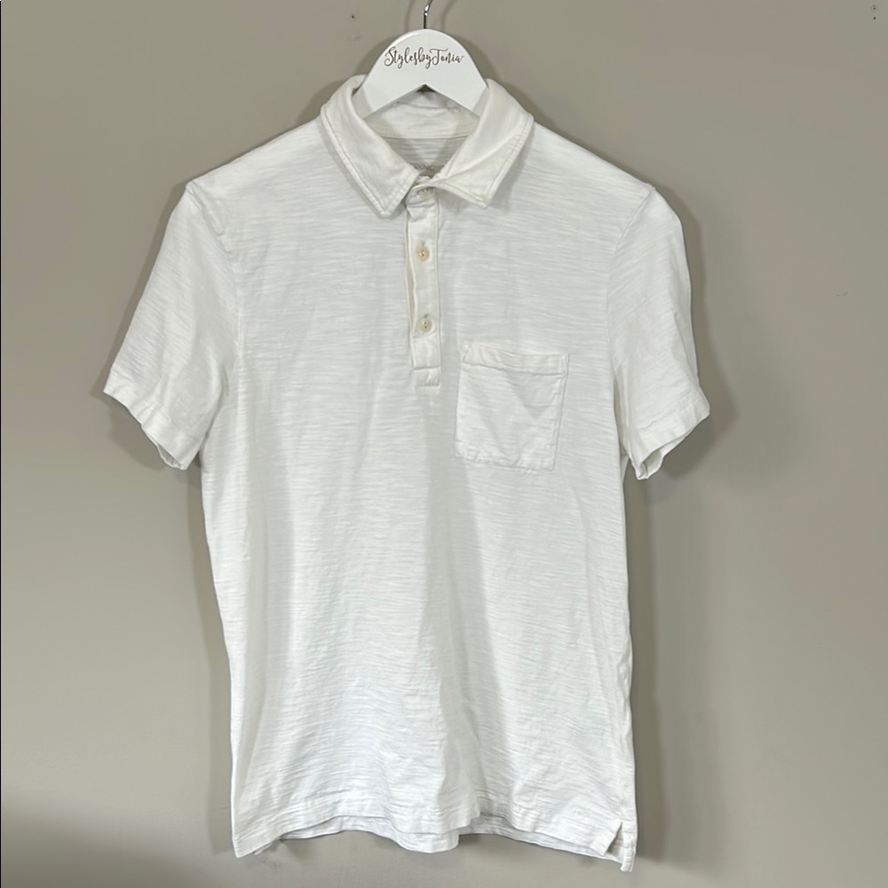 Outerknown Sojourn Polo Shirt White Organic Cotton Short Sleeve Pocket Sz M